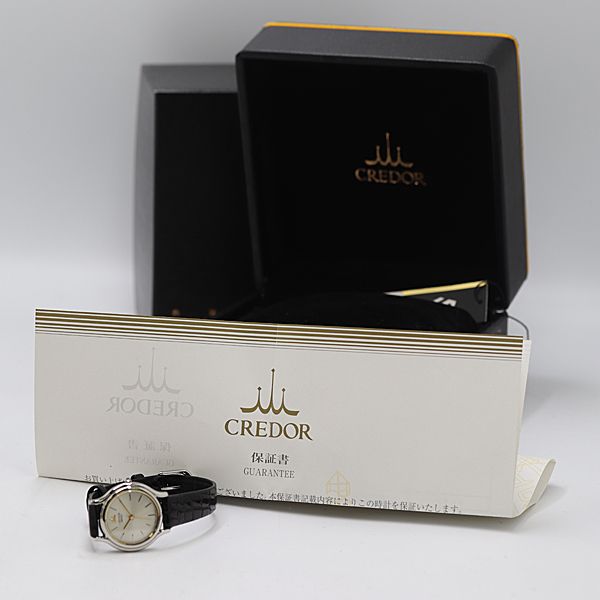 新品同様 保/箱付 稼働 セイコー クレドール 4J81-0A40 シルバー文字盤