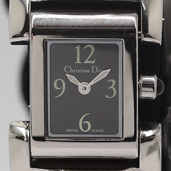 級 保付 稼働 クリスチャンディオール D72-100 QZ ブラック文字盤 レディース腕時計 0617100 10ANT MST ABC17168