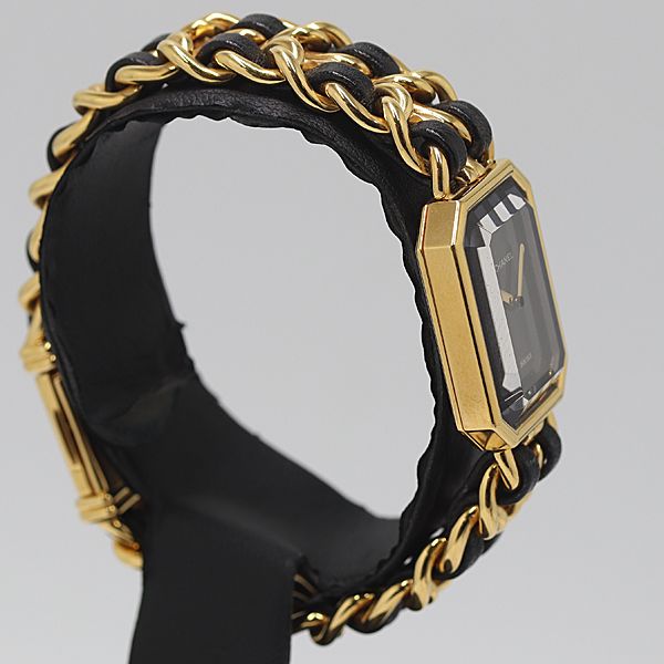 稼働 シャネル プルミエール Lサイズ H 0001 G.S.03188 QZ ブラック文字盤 レディース腕時計 5261410 10 KHT MST