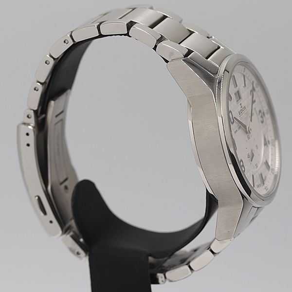 保 稼働 エドックス ラリータイマー ビッグデイト Ref 64009 QZ ホワイト文字盤 メンズ腕時計 2950200 11 ANT MST