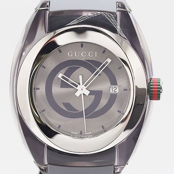 保 稼働 グッチ 137.1 QZ シルバー文字盤 メンズ腕時計 4038100 11ANT MST ABC17233
