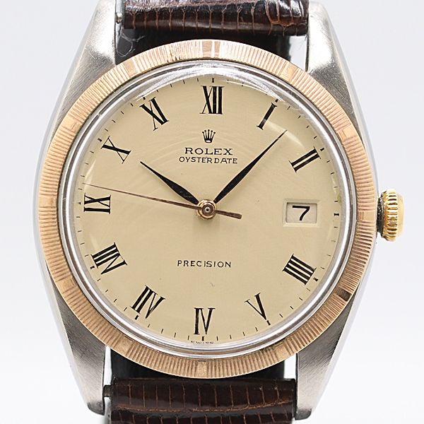稼働 ロレックス オイスターデイト プレシジョン 6694 1331179 手巻 アイボリー文字盤 メンズ腕時計 5165710 10KHT ABC17251 SMZ