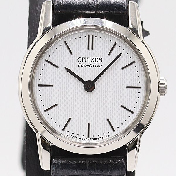 保 稼働 シチズン エコドライブ G670-T011705 ソーラー ホワイト文字盤 レディース腕時計 9933000 10KHT ABC17260 SMZ