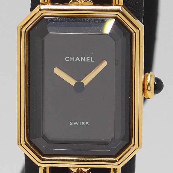 シャネル プルミエール M H0001 C.M.05740 QZ ブラック文字盤 レディース腕時計 0927410 10KHT MST ABC17244