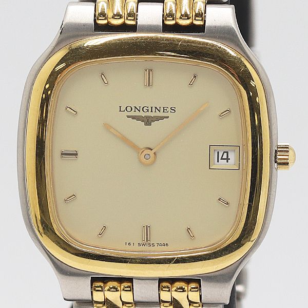 コマ付 稼働 ロンジン SL7 648 3 QZ アイボリー文字盤 メンズ腕時計 0518100 10BLT MST ABC17249