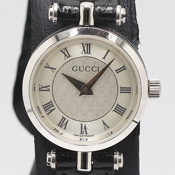 保 稼働 グッチ シェリーライン QZ シルバー文字盤 レディース腕時計 8008000 11ANT MST ABC17235