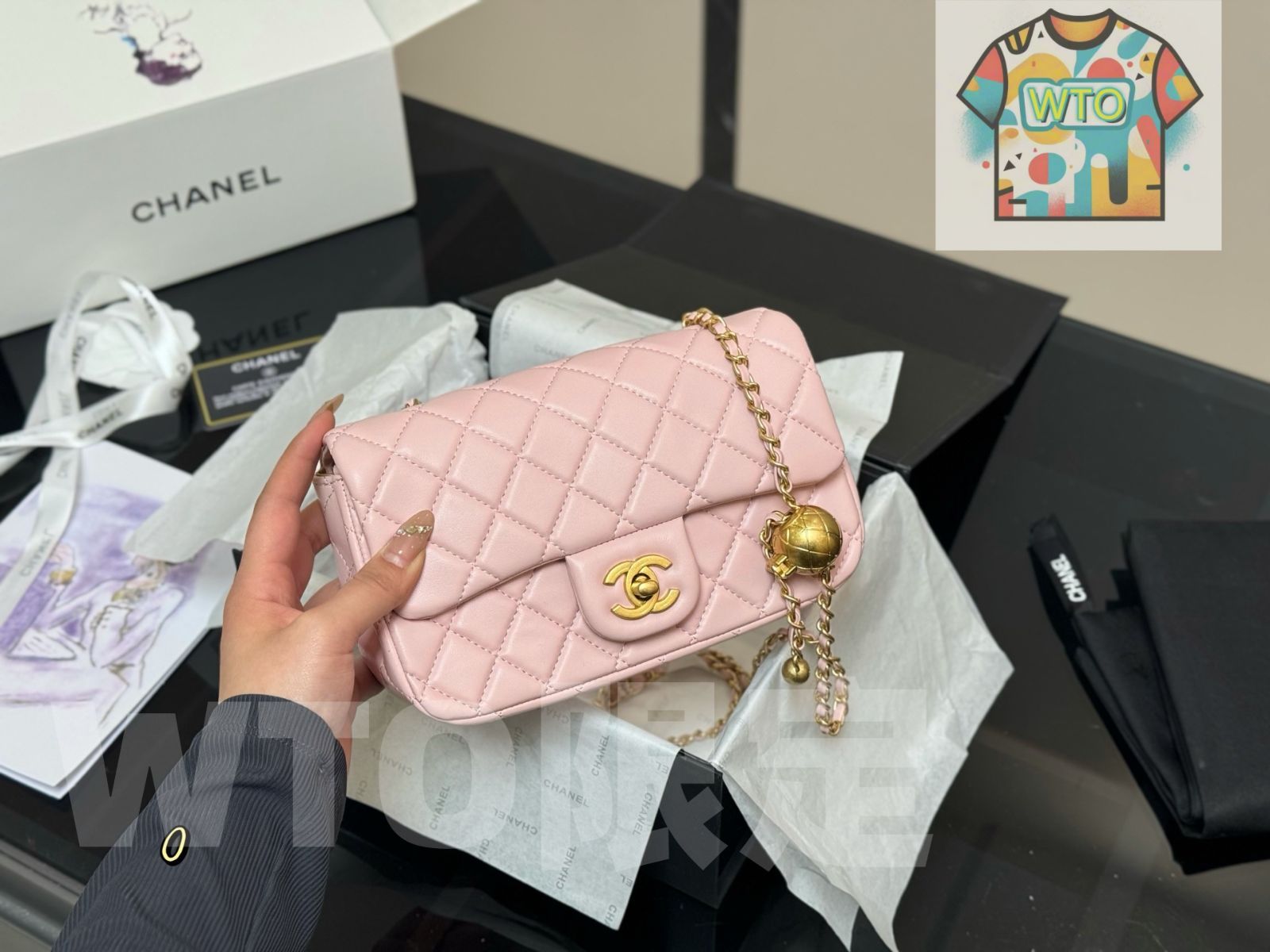 WTO通販 Chanel ゴールドボール スクエア クラッシュフラップ-WTO輸入-OXN02