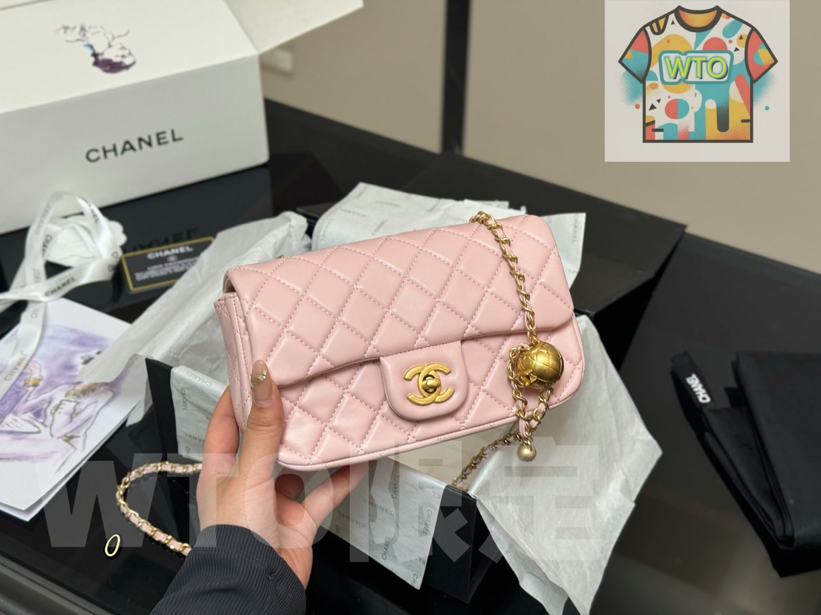 WTO通販 Chanel ゴールドボール スクエア クラッシュフラップ-WTO輸入-OXN02