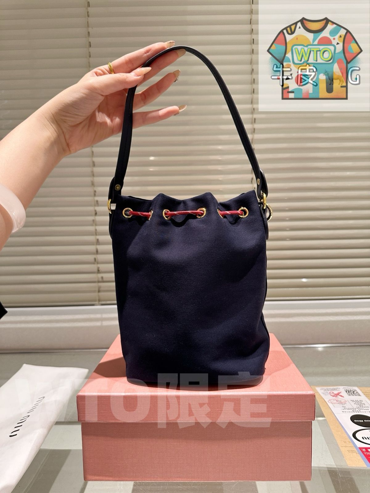 WTO通販 Miumiu Bucket Bag オリジナル布 ミュウミュウ バケットバッグ オリジナルファブリック -WTO輸入-QJL15