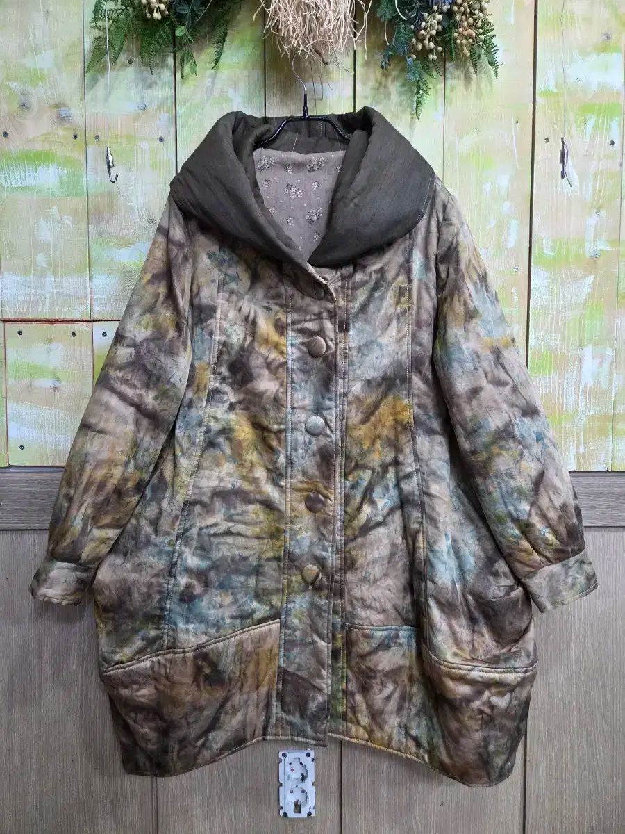 天然染料染め 裏地コットン ロングジャケット