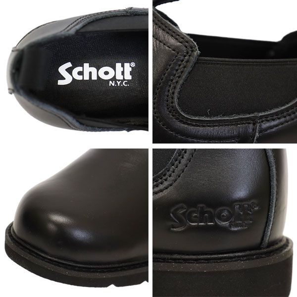  Schott ショット S 23003 Twin Gore Low Boots ツイン サイドゴア ロー レザーブーツ ALL BLACK SCT 026 US 8.5-約26.5 cm その他 靴