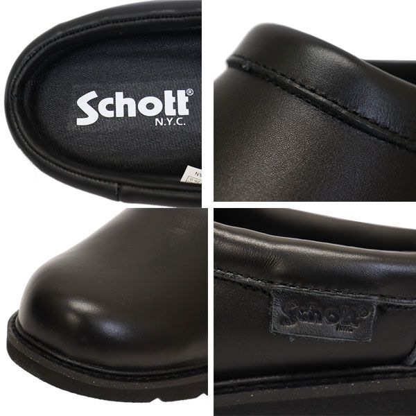  Schott ショット S 23004 Leather Clog クロッグ サンダル レザーシューズ ALL BLACK SCT 027 約24 0 cm その他 靴