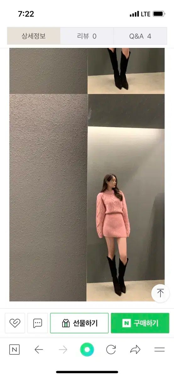  AUBEZEST ケーブル編み ニットワンピース ピンク 長袖 七分袖 ミニワンピース