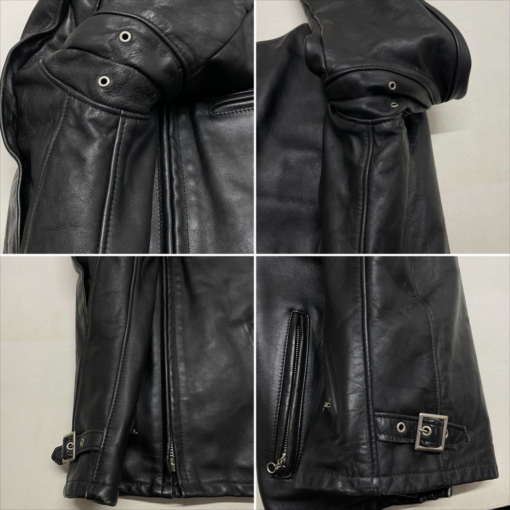 38 黒 Schott ショット 641 立襟 シングル ライダース ジャケット Schott N.Y.C ショット SCHOTT 641 スタンドカラー シングルライダース