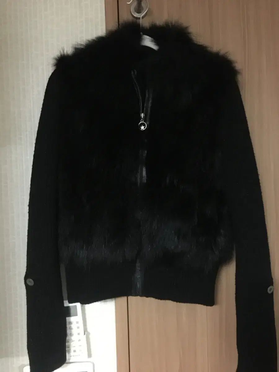 ヴィンテージ ブラック ファー ニット ジップアップ