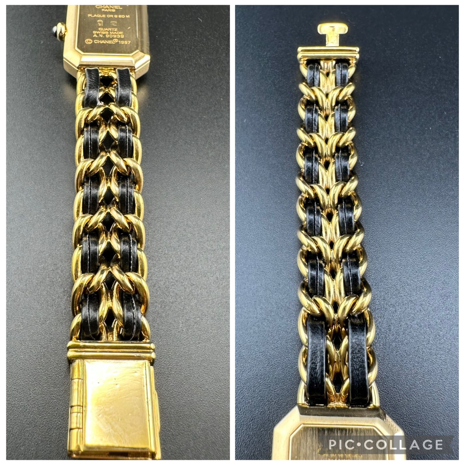 シャネル プルミエール H 0001 腕時計 ゴールド ブラック 電池交換 レザー クリーニング済み 腕時計(クォーツ) 腕時計(アナログ)