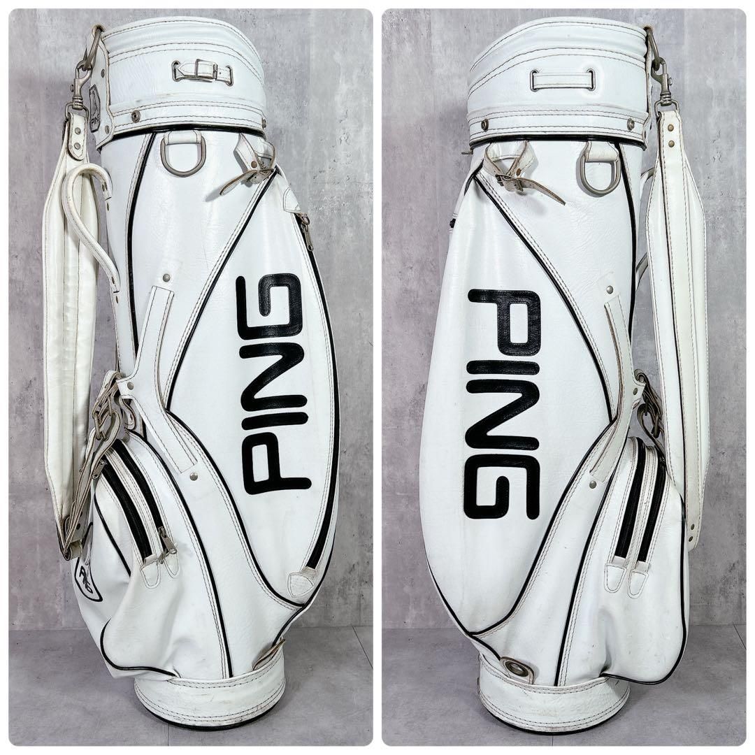 V 264 PING ピン キャディバッグ 本体 白 ロゴ レザー ゴルフ用具