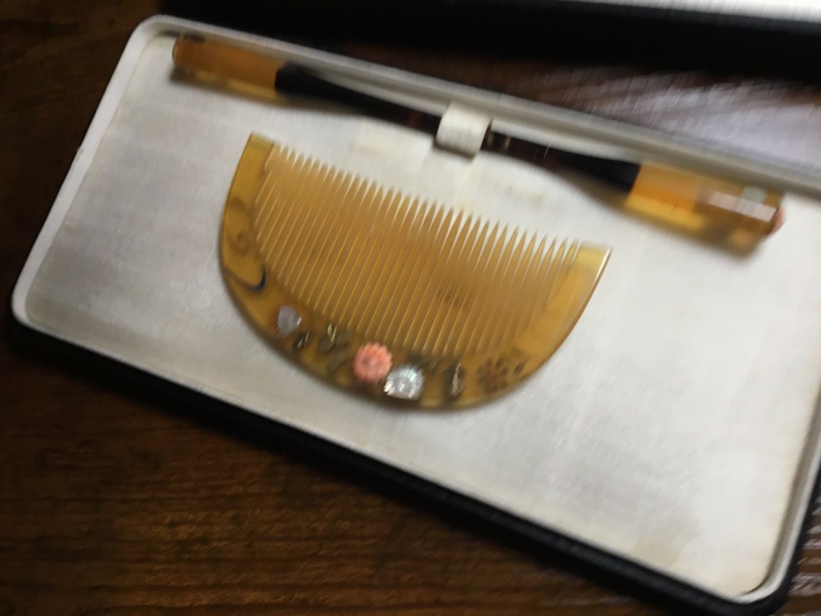 ベッコウ くし アンティーク セット べっ甲細工 櫛す べっ甲の櫛と笄の