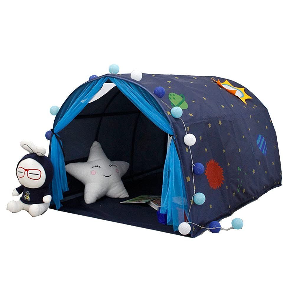 在庫セール】QIRUN子供用 ベッドテント屋内テント 睡眠テント プレイハウス キッズプレイテント 防蚊帳付き プライバシースペース眠っている屋内 玩具ゲームハウス 寝袋 子供用テント 収納バッグ付き
