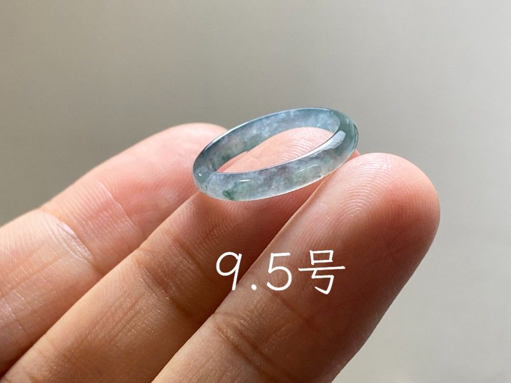 L14-227 ピンキーリング 氷種 水青色 9.5号 グアテマラ産 A貨 本翡翠