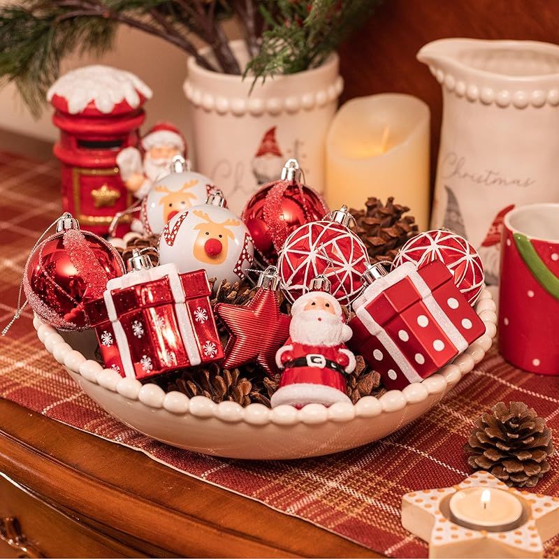 Valery Madelyn クリスマス オーナメント クリスマスボール 赤白色 40