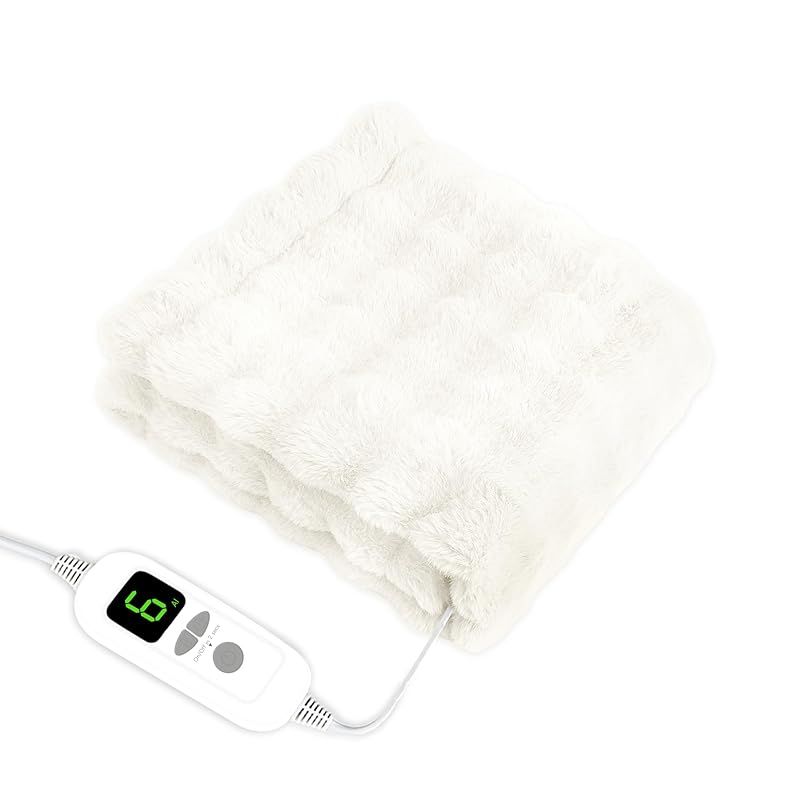 電気毛布 膝掛け 肩掛け 【2025 AI自動温度調整 表面ラビットファー調