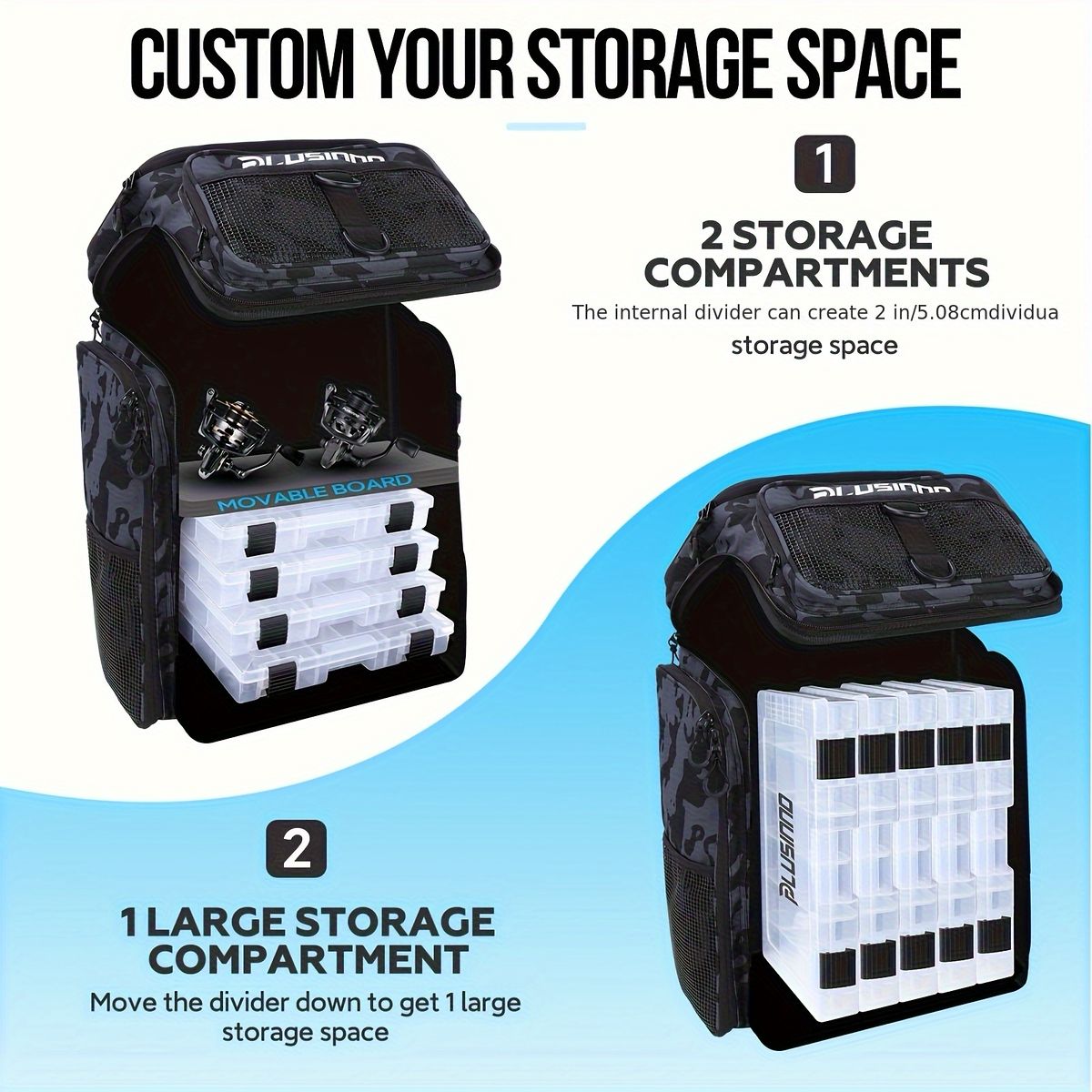 4個のタックルボックス付属 釣りバックパック