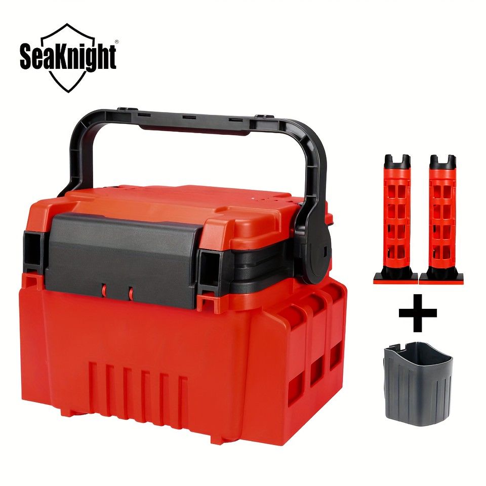 大容量＆高耐久 タックルボックス SeaKnight 釣り具収納 プラスチック製 頑丈 ロック付き ルアー 仕掛けの整理に最適 ブラック レッド グレー レッド