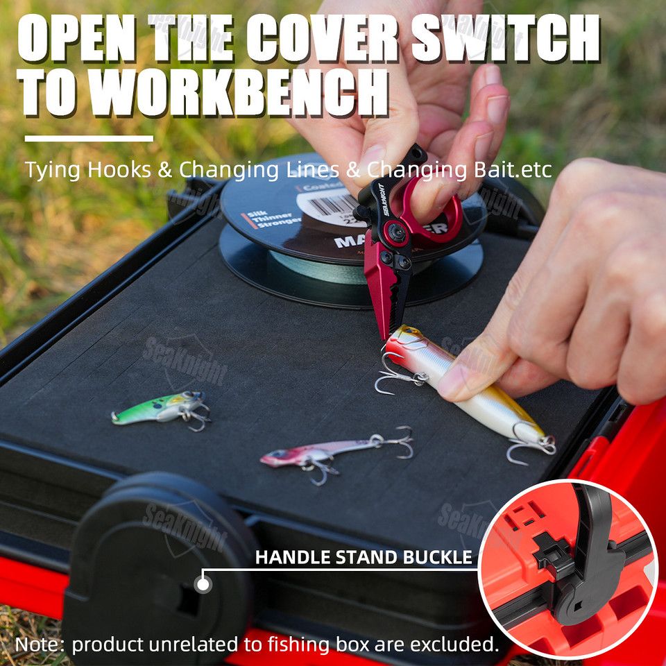 大容量＆高耐久 タックルボックス SeaKnight 釣り具収納 プラスチック製 頑丈 ロック付き ルアー 仕掛けの整理に最適 ブラック レッド グレー レッド OLIVEOS_COM_TR
