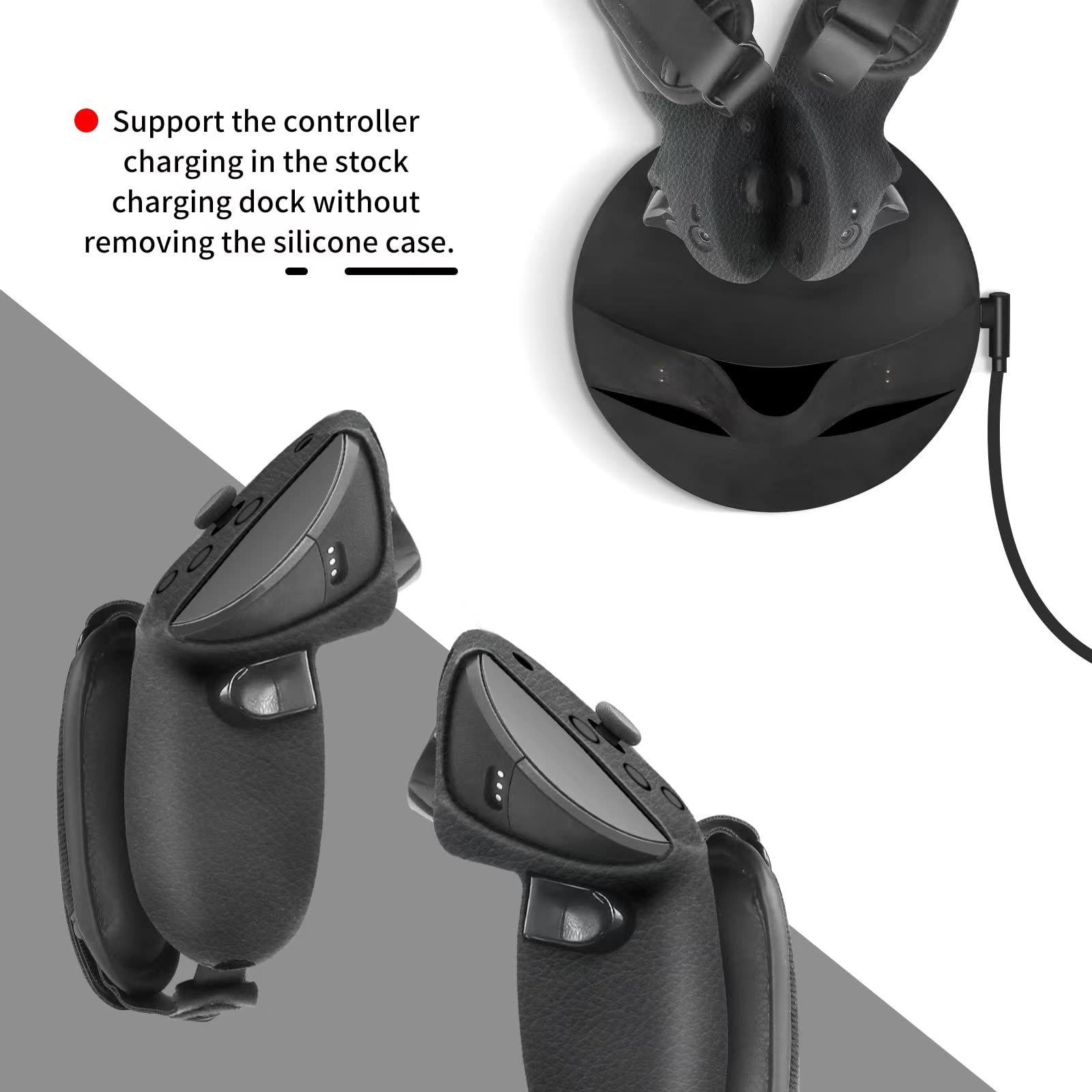  Globular Cluster QP 2 シリコングリップカバー Meta Quest Proコントローラー用 シリコングリップカバープロテクター ナックルストラップ付き PUレザークッションパッド付き ブラック その他 テレビゲーム