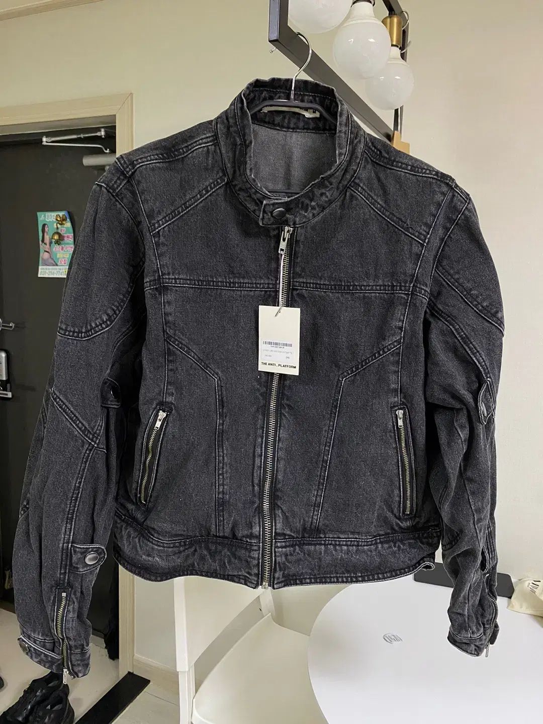 ディANTIFRAGILE オーバーサイズ クロップド ライダー デニム ジャケット ブラック M