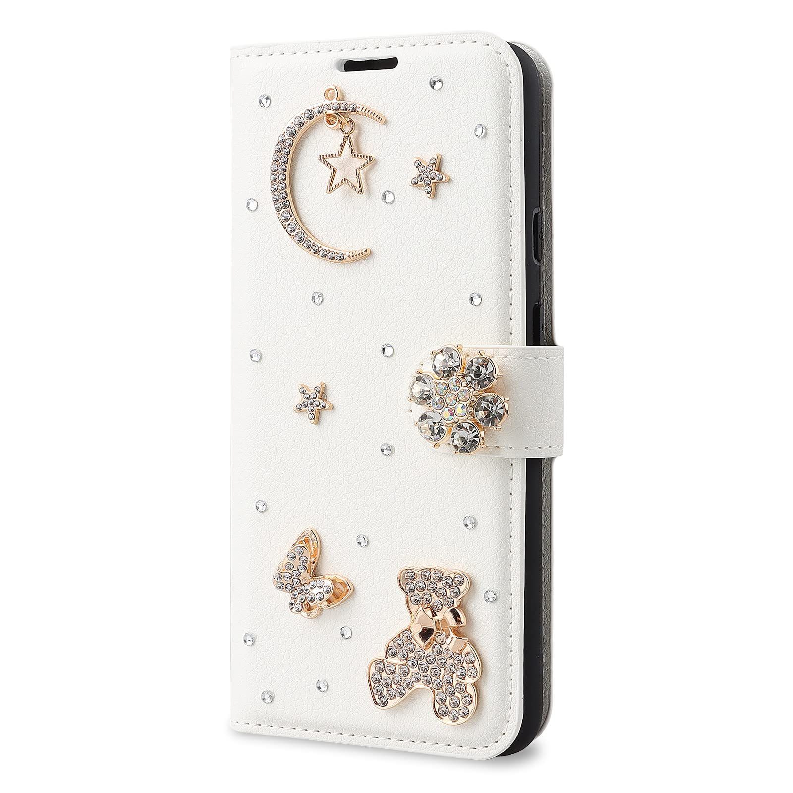 【人気商品】iPhone se 第3/2世代 兼用 ケース PUレザー 手帳型カバー ラインストーンデコ お花スタンド ケース カードスロット付 iPhone se3 / se2 iPhone8 iPhone7 専用 アイフォンse 3 / 2 / 7 / 8