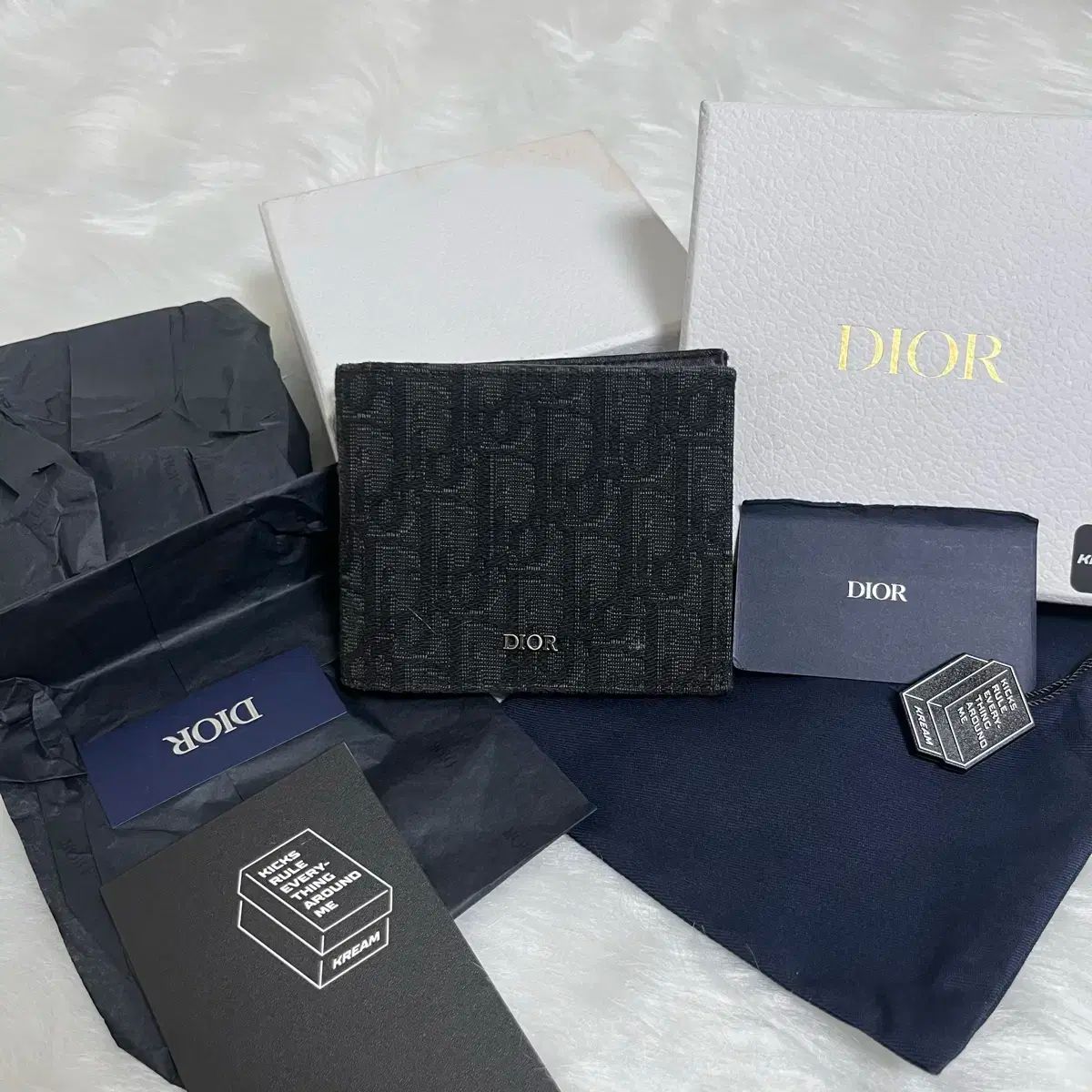 クリーム版 フルセット Dior オブリーク 二つ折り財布
