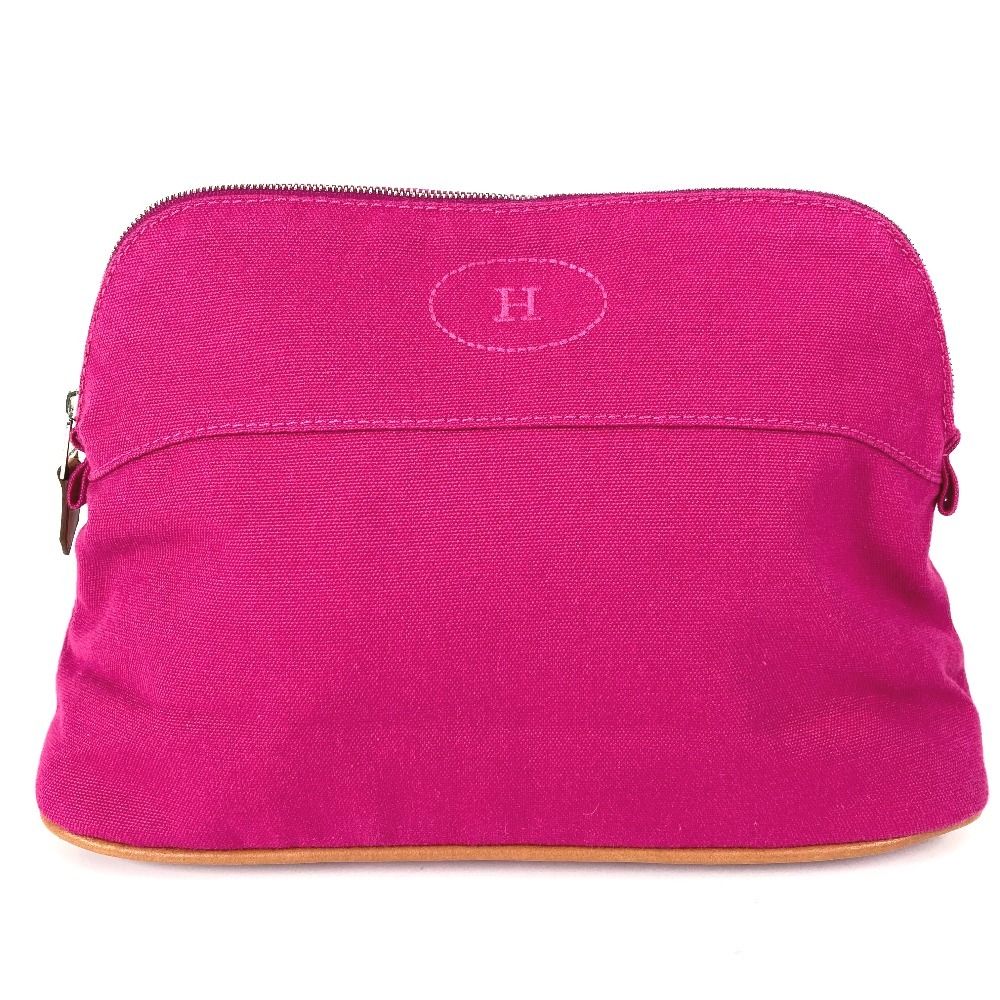 HERMES エルメス 化粧ポーチ ボリードポーチ GM ボリードポーチGM レザー キャンバス ピンク