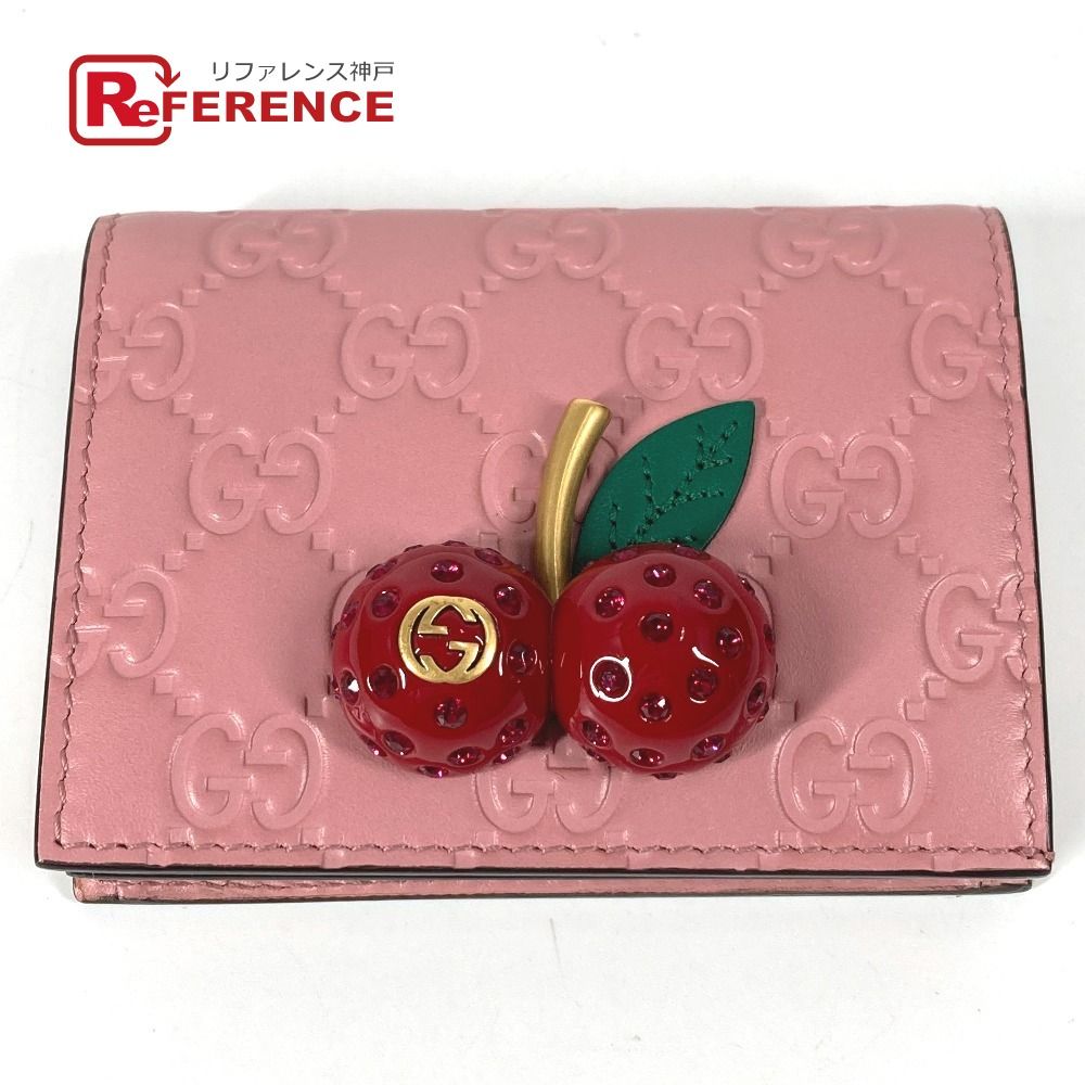 GUCCI グッチ 2つ折り財布 チェリー さくらんぼ 476050 シマレザー