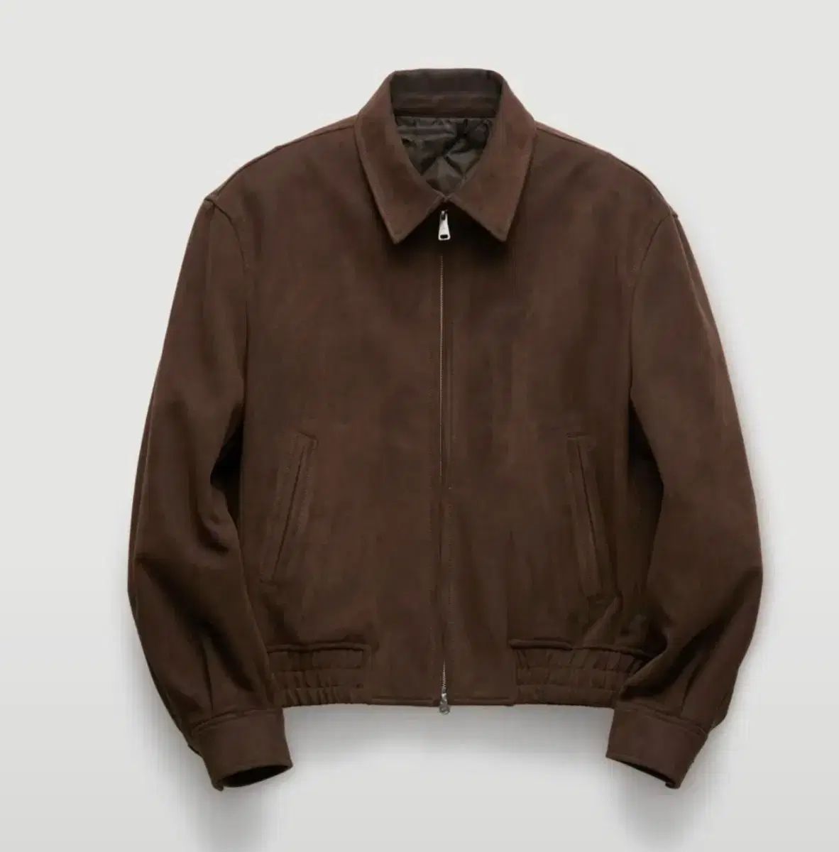 S クアー キルト スウェード スイングトップ ジャケット ダークブラウン