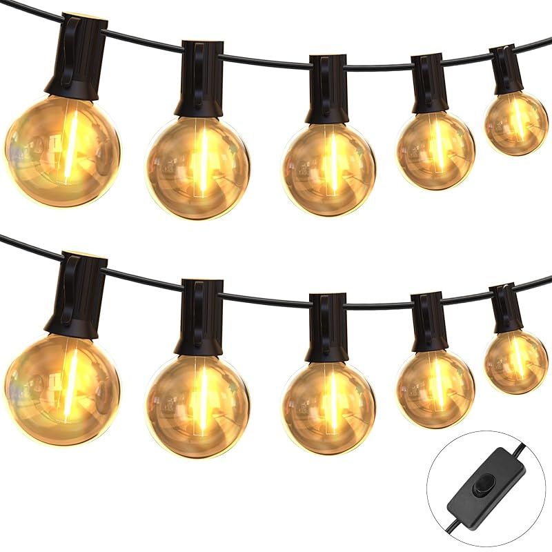 DSLeben LEDストリングライト 防雨型 延長コード スイッチ付き 16m 26個電球 E12ソケット 電球色 PC素材 破損しにくい 屋内 屋外照明 ガーデンライト 誕生日 ハロウィン 結婚式 パーティー電飾 庭 