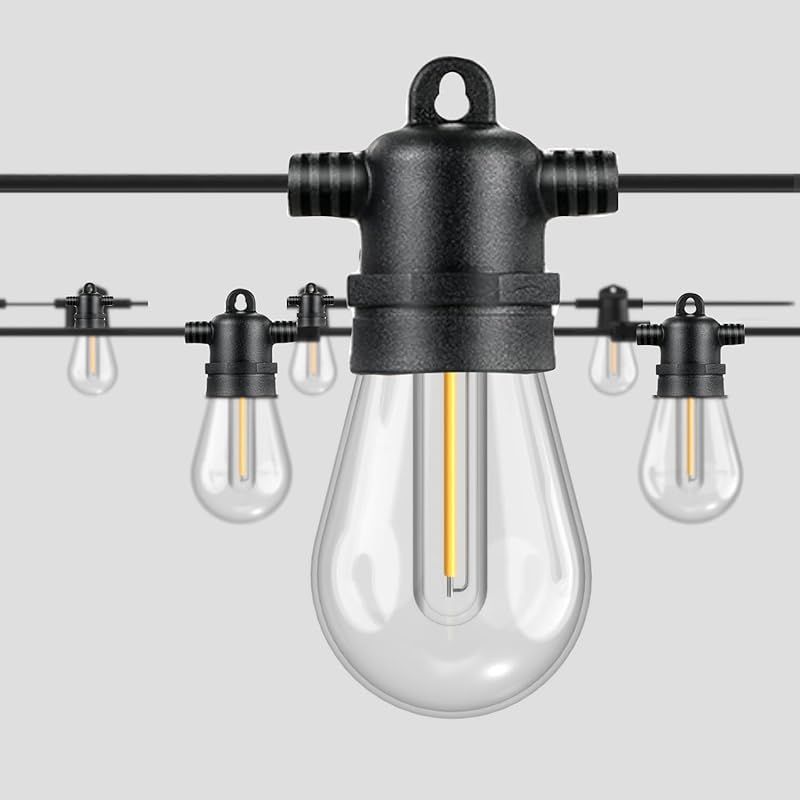 alitade LEDストリングライト 15m 屋外 防雨型 一定の長さの延長コード付き 16個S14 電球ソケット 電球色 PC素材 破損しにくい 連結可能 屋内 屋外照明 パーティー電飾 ガーデンライト 誕生日 ハロ