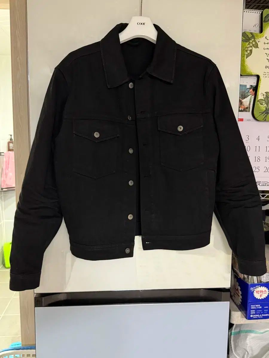 クアー エンボス ウォッシュド デニム トラッカー ブラック L