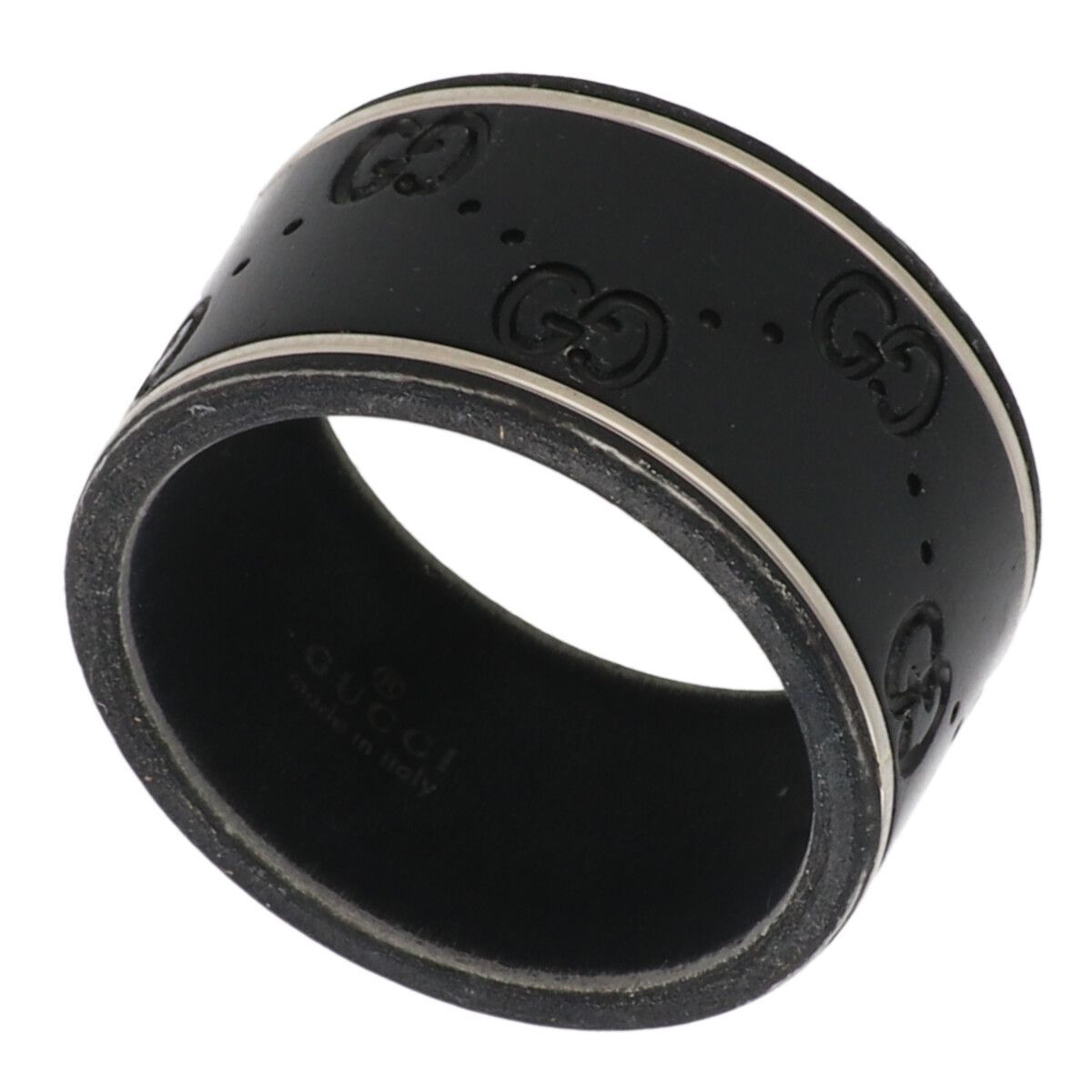 GUCCI グッチ 指輪 リング ブラックコランダムアイコンワイド リング 25005458 YM