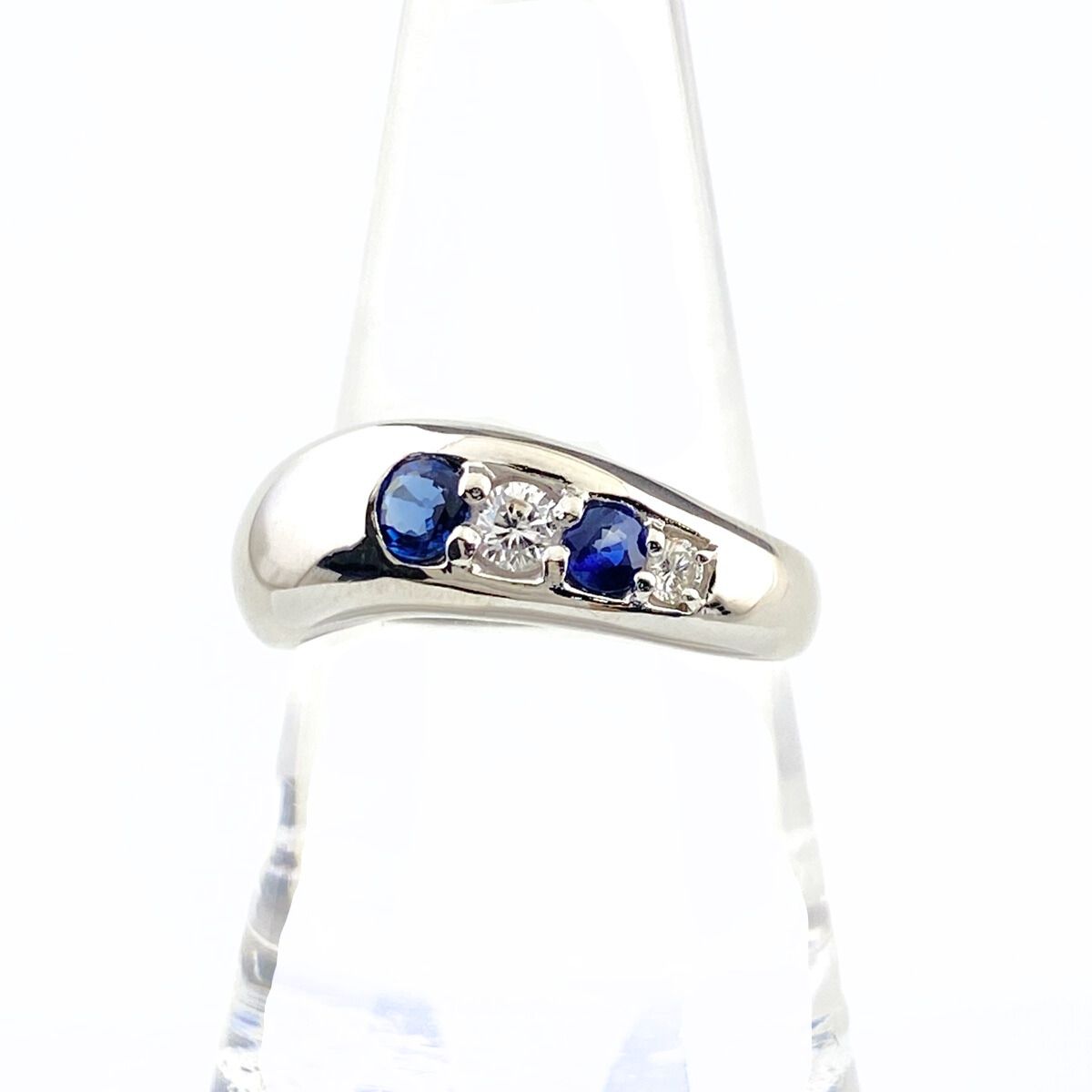 サファイア デザインリング プラチナ 指輪 メレダイヤ リング 19号 Pt 900 ダイヤモンド メンズ