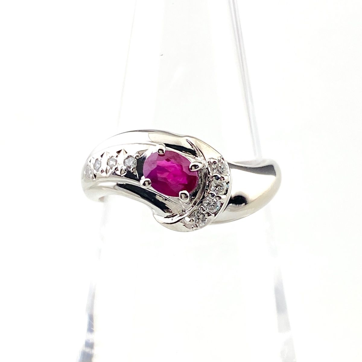 ルビー デザインリング プラチナ 指輪 メレダイヤ リング 12号 Pt 850 ダイヤモンド レディース