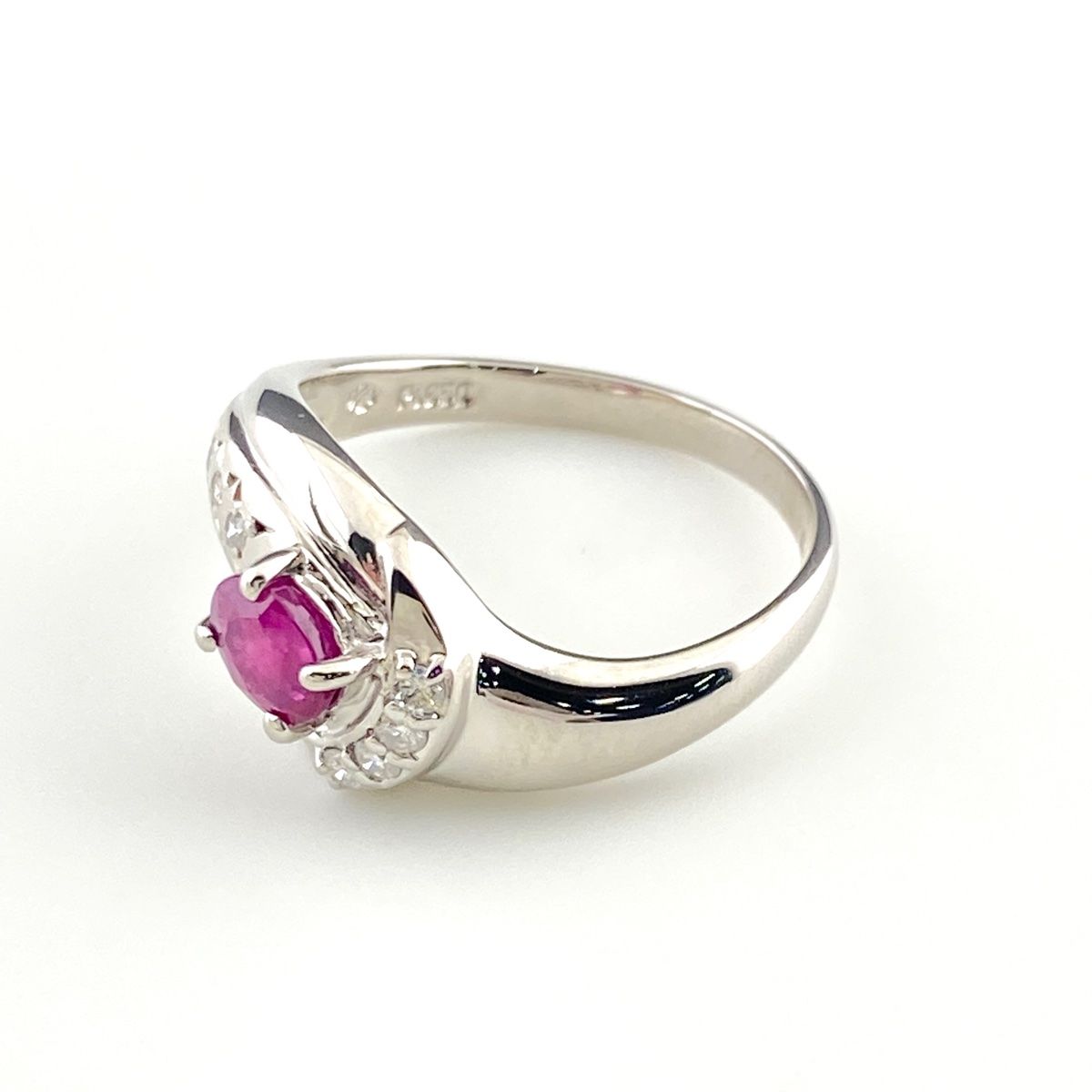 ルビー デザインリング プラチナ 指輪 メレダイヤ リング 12号 Pt 850 ダイヤモンド レディース