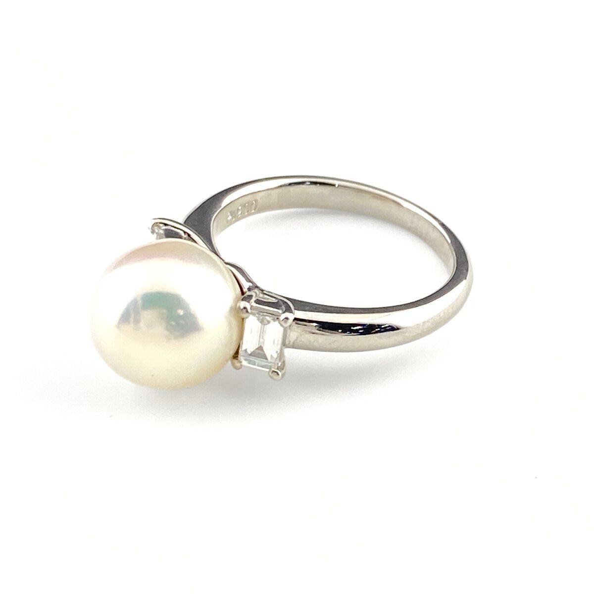 パール デザインリング プラチナ 指輪 メレダイヤ 真珠 リング 11号 Pt 900 ダイヤモンド レディース