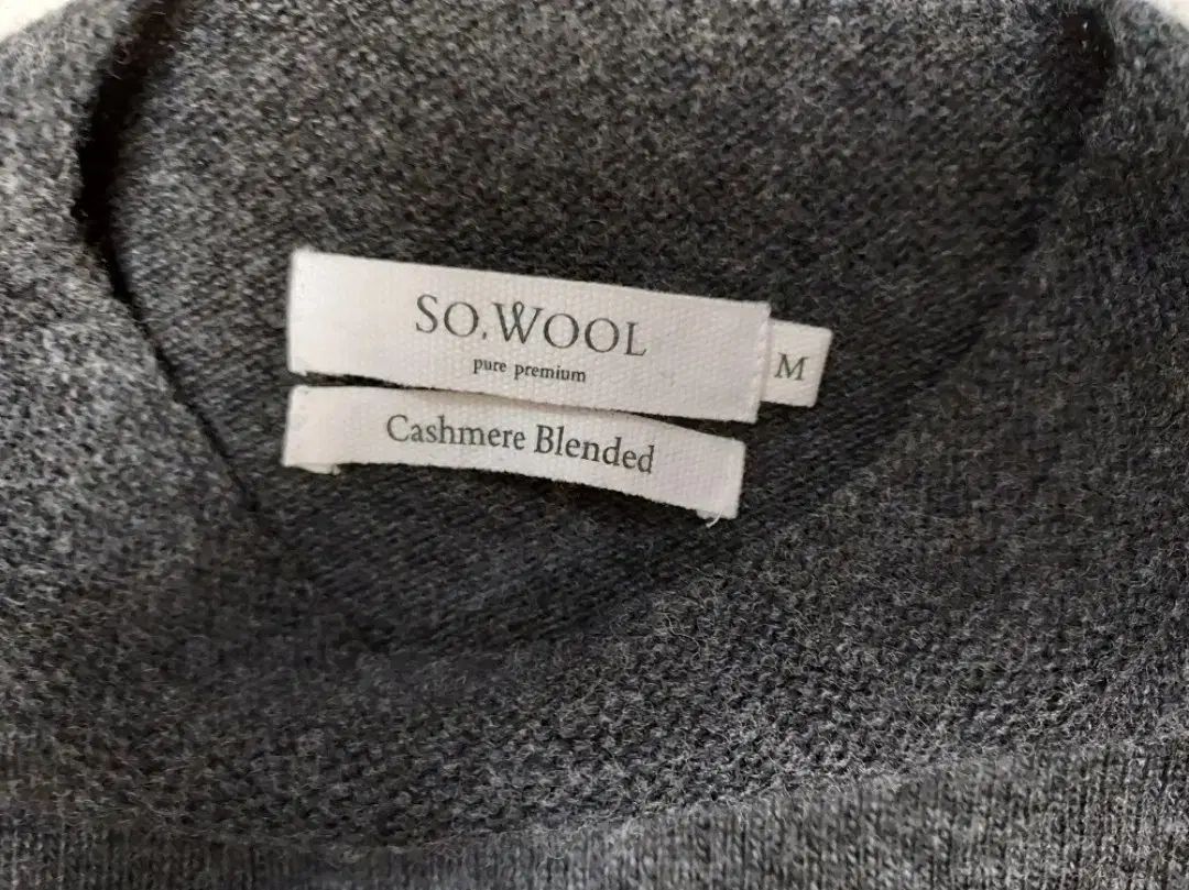  SO WOOL カシミア ウール ラウンドネック ニットブラウス チャコール色 長袖 ニット セーター