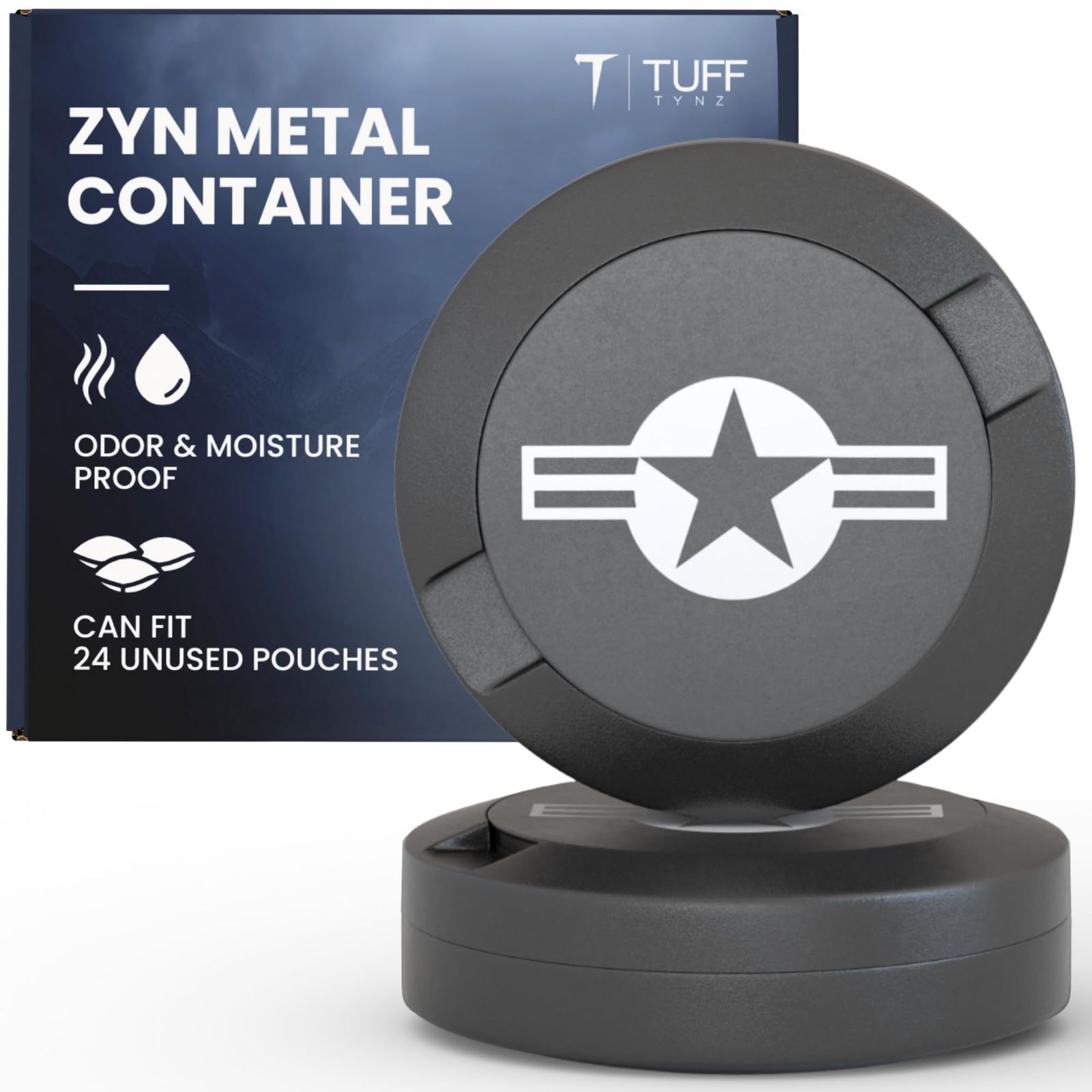 TuffTynz - ジンメタル缶 Zynホルダー メタルZynコンテナ 湿気-防臭容器 スヌースカン アルミジン缶-オーガナイザー ディップ缶 ジン缶 Zyn缶 男性用Zynギフト アビエイター