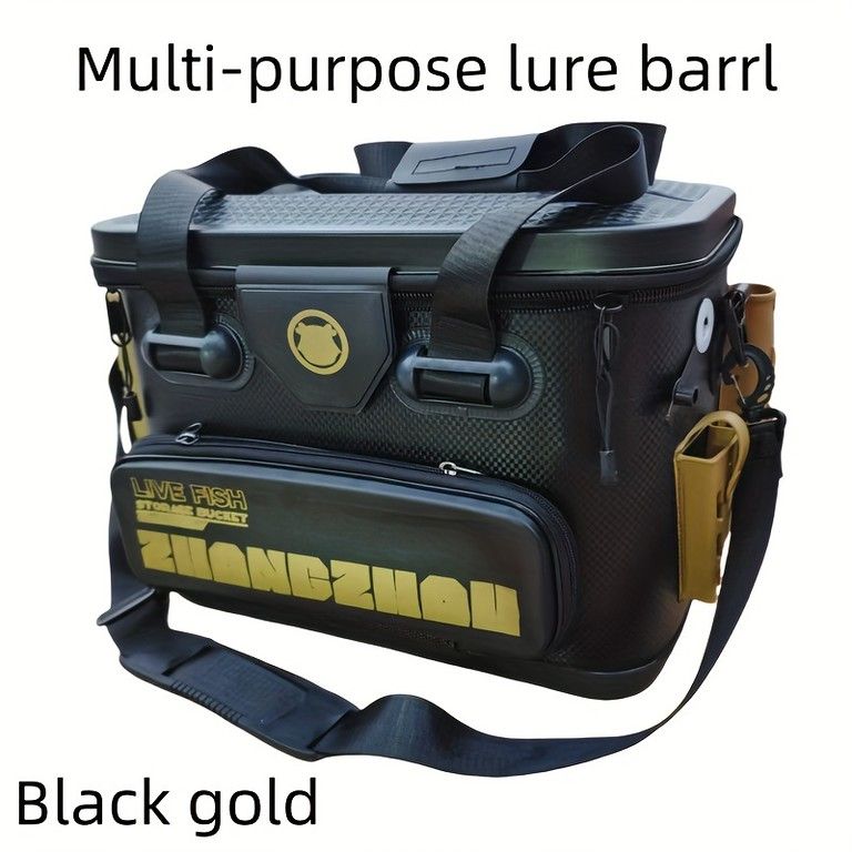 防水＆大容量 フィッシングボックス 釣り道具収納 バッカン ハードタイプ ロッドスタンド付き ツールボックス 釣り用ケース 持ち運び便利 アウトドア