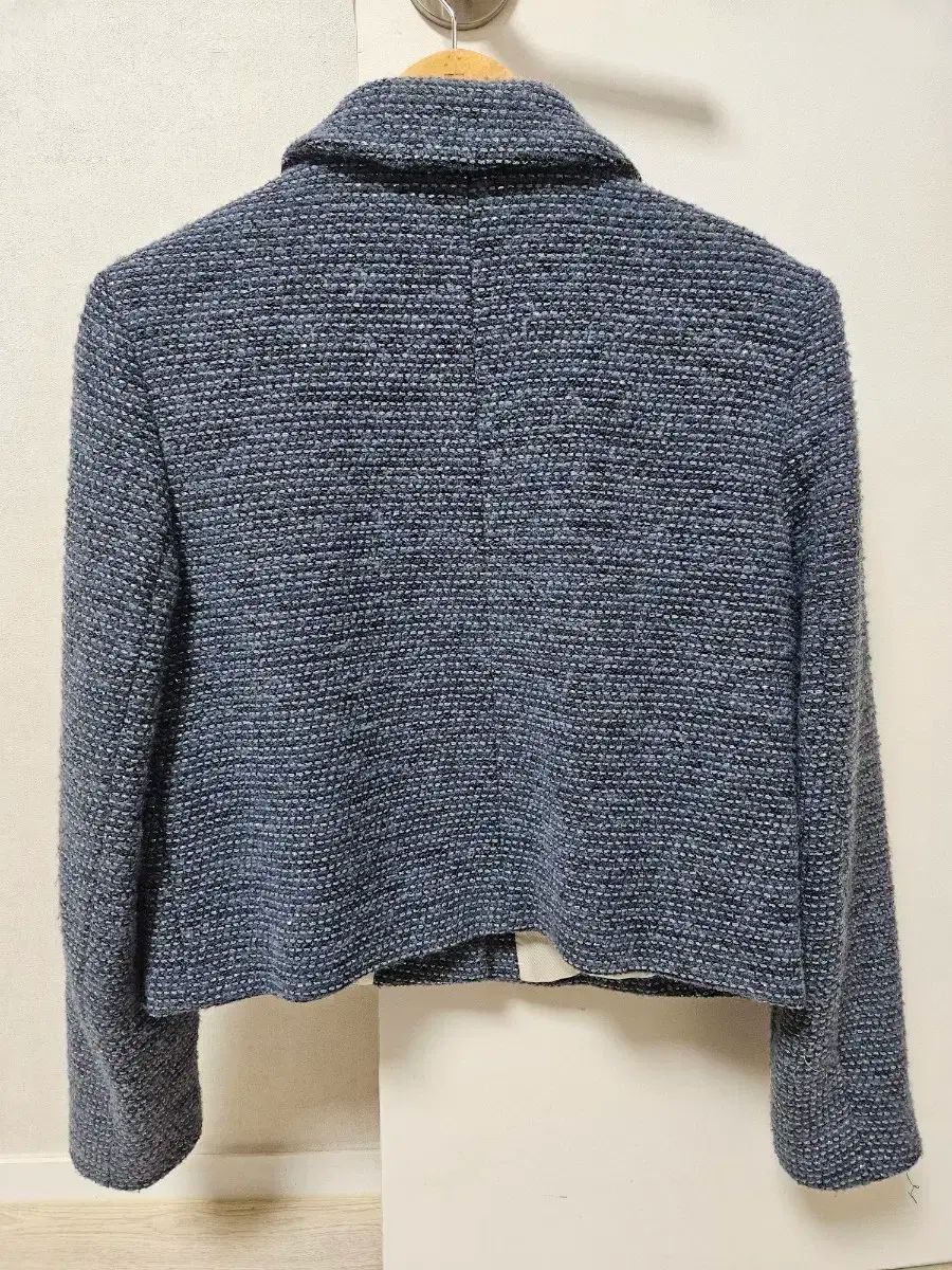 ザラ ZARA ブルー ツイード クロップド ジャケット