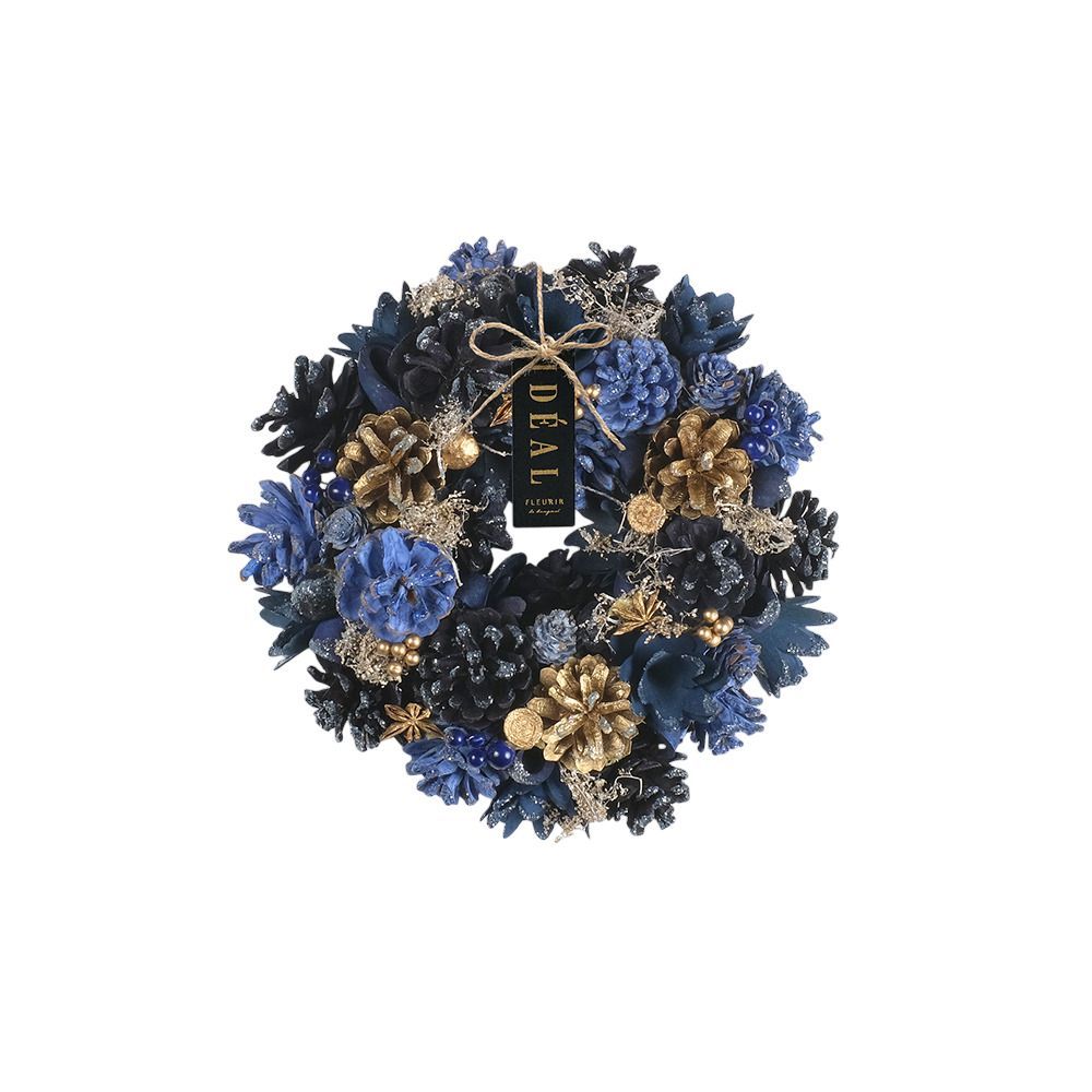 ディーブブルースターダスト  ナチュラルリース M クリスマスリース 玄関 外 リース ドア ナチュラルリース 玄関リース 玄関飾り 壁飾り 秋 冬 オーナメント GREEN HOUSE グリーンハウス ギフト