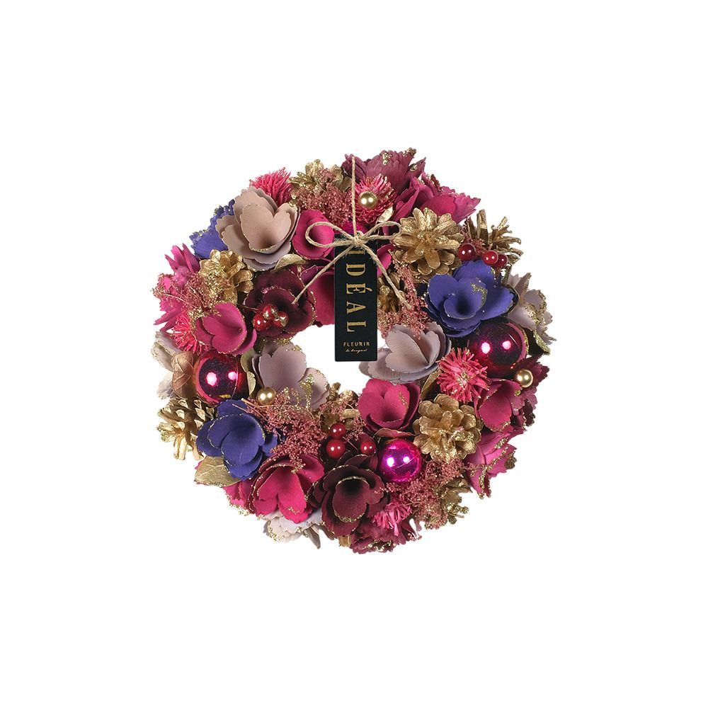 ルージュピンクパーティー  ナチュラルリース M クリスマスリース 玄関 外 リース ドア ナチュラルリース 玄関リース 玄関飾り 壁飾り 秋 冬 オーナメント GREEN HOUSE グリーンハウス ギフトボ